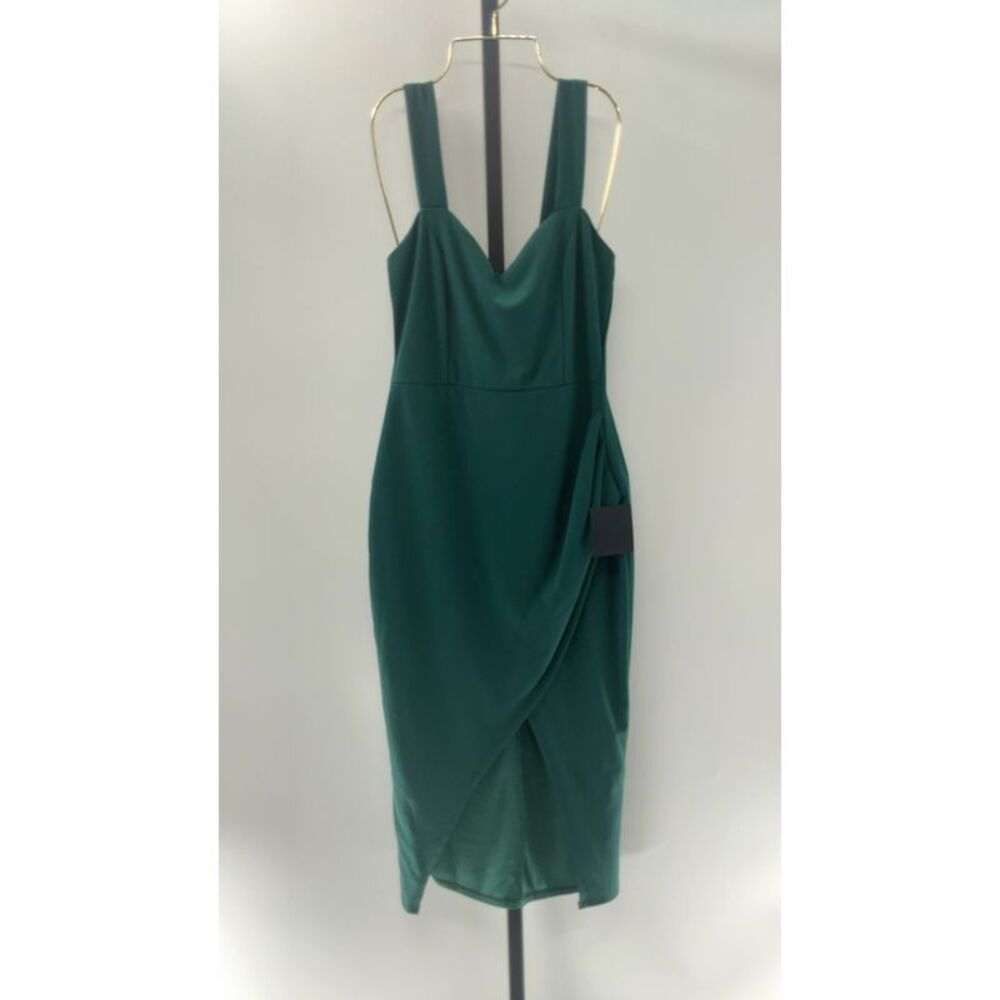 Lulu's Emerald Green Draped Cowl Midi Dress
